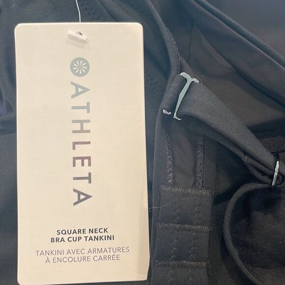 NWT Athleta Square Neck Bra Cup Tankini. 38 D/DD. Black - Picture 5 of 6